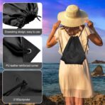 KUUQA 2 Pcs Drawstring Backpack Bags Sports Cinch Sack String Backpack Storage Bags for School Gym Traveling (Black) - Image 4