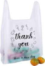 Foraineam 500 Ct Plastic Bags Thank You Reusable Grocery Bag - 13 x 7 x 21 inch, 15 mic, 0.6 mil T-shirts Carryout Shopping Bags - Image 6