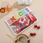 DYSHAYEN Chenille Letter Clear Zipper Pouch for Travel,Nylon Clear Cosmetic Bag,Makeup Travel Bag for Women Girls 11.8 Inches x 8.2 Inches - Image 4