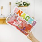 DYSHAYEN Chenille Letter Clear Zipper Pouch for Travel,Nylon Clear Cosmetic Bag,Makeup Travel Bag for Women Girls 11.8 Inches x 8.2 Inches - Image 6