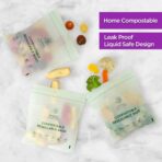 100% Compostable Resealable Food Storage Bags, Biobased, Leak-Proof and Freezer-Safe, Extra Strong & Durable, 50 Count (Quart Size) | Compostable - Image 6