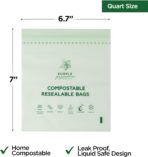 100% Compostable Resealable Food Storage Bags, Biobased, Leak-Proof and Freezer-Safe, Extra Strong & Durable, 50 Count (Quart Size) | Compostable - Image 8