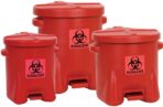 Eagle 6 Gallon Biohazard Trash Can with Foot-Operated Self-Closing Lid, 16.5" x 13.5" x 16", Made in The USA from High-Density Polyethylene, Red, 943BIO - Image 5
