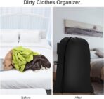 2 Pack Heavy Duty Large Laundry Bag 28x45 inch Extra Hamper Bag Dirty Clothes Organizer Drawstring Cloth Laundry Bag for Travel Camp Home College Dorm Drying Do Not Exceed 176℉ Black - Image 7