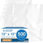 12" X 15" Open-End Flat Poly Bags (500 Count) - 2 Mil Clear Plastic - No Adhesive Strip - For Packaging, Shipping, Storage - Spartan Industrial - Image 2
