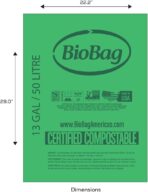 13 Gallon Tall Kitchen Compostable Trash Bags by BioBag, 48 Count, BPI Certified, Meets ASTM D6400 Standards, Made in USA, Food Scrap Bin Liners - Image 5