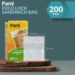 PAMI Fold Top Sandwich Bags [200 Pieces], Disposable Plastic Sandwich Bags No Zipper, Easy Open Fold Top Baggies for Lunch, Snacks, Fruits - Image 3