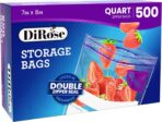 DiRose Quart Bags Pack of 500 – 1 Quart Reclosable Food Storage Bags – Practical and Durable Design – Food Safe Non-BPA Material – Easy Double Zip Closure – Ideal for Food, Snacks, Organizing - Image 3