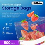 DiRose Quart Bags Pack of 500 – 1 Quart Reclosable Food Storage Bags – Practical and Durable Design – Food Safe Non-BPA Material – Easy Double Zip Closure – Ideal for Food, Snacks, Organizing - Image 4