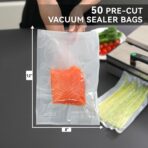 VestaEco Compostable Vacuum Sealer Bags for food, 50 Quart 8" x 12" Precut, Heavy-Duty Embossed Vacuum Seal Bags for Food Saver, BPA-Free, for Storage, Meal Prep or Sous Vide - Image 9