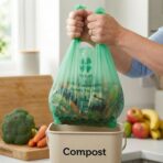 YORJA 1.6 Gallon Tie Handles Compost Trash Bags 120 Food Scrap Bags, Compostable Kitchen Waste Bags with Europe EN13432 & ASTM D6400 Certified - Image 7