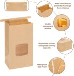 Moretoes 100pcs Small Bakery Cookie Bags with Window, Brown Kraft Paper Bags for Homemade Bread Cookie, 3.5x2.2x6.7in Tin Tie Tab - Image 4