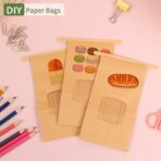 Moretoes 100pcs Small Bakery Cookie Bags with Window, Brown Kraft Paper Bags for Homemade Bread Cookie, 3.5x2.2x6.7in Tin Tie Tab - Image 5