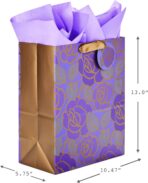 Hallmark 13" Large Gift Bag with Tissue Paper (Purple Flowers, Gold Accents) for Birthdays, Mother's Day, Bridal Showers, Weddings, Retirements, Anniversaries, Engagements, Any Occasion - Image 4