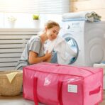 6 Pack Extra Heavy Duty Large Moving Bags with Comfortable Handle & Strong Zipper,Storage Totes for Space Saving Moving Storage College Supplies Alternative to Moving Box,Pink - Image 7