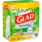 GLAD ForceFlex Tall Kitchen Drawstring White Trash Bags, Gain Original Scent with Febreze Freshness (13 gal, 150 ct.) - Image 3