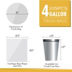 105 Count Small Trash Bags, 4 Gallon Garbage Can Liners - Unscented Wastebasket Trash Bags for Bathroom, Kitchen, Bedroom, Cleaning Supplies (15 Liter) - Image 3