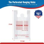 Fuxury 500 Count - Thank You Plastic T-shirt Bags White with Handles (11.5" x 6.5" x 21"), Grocery, Take Out, To Go, Restaurants, Convenience Store,Retail Shopping Bags in Bulk for Small Business - Image 3