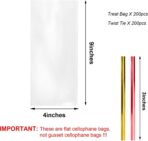 Morepack Cellophane Treat Bags, 4x9 Inches 200 Pcs OPP Plastic Treat Bags with 200 Twist Ties for Gift Wrapping,Packaging Candies,Bakery, Cookies, Chocolate,Party Favors - Image 3