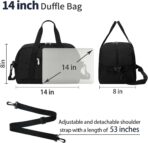 Small Gym Bag 14 inch lightweight Carry On Mini Duffel Bag for Travel Sport - Black - Image 7