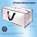 12 Pack Large Strong Moving Bags with Zippers & Carrying Handles - Water-Resistant - Heavy Duty Storage Tote for Space Saving, Fold Flat, Alternative to Moving Box (Semi-Transparent) - Image 3