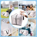 12 Pack Large Strong Moving Bags with Zippers & Carrying Handles - Water-Resistant - Heavy Duty Storage Tote for Space Saving, Fold Flat, Alternative to Moving Box (Semi-Transparent) - Image 8