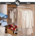 AVLA 50 Pack Plastic Garment Bags, Clear Dry Cleaner Bags, Dry Cleaning Hanging Clothes Cover, Transparent Coat Suit Dust Cover Protector Bag for Closet Storage, Home, Laundry, Laundrette, 23 x 59 In - Image 4