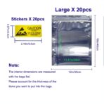 Antistatic Bags ESD Shielding Bag with Anti-Static Labels for Hard Drive SSD HDD Motherboard Video Card RAM Electronic Devices (20pc ziplock 12 * 16 in) - Image 3