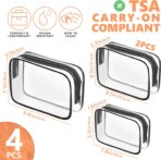 AURUZA Clear Makeup Bag,Portable Travel Toiletry Bags with Zipper, TSA Approved Clear Organizer Bags, PVC Cosmetic Pouch for Airport Airline Compliant - Image 3