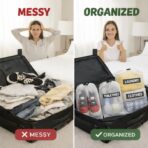 5 Pack Clear Shoe Bags for Travel, 15.7"×11.8" PEVA Drawstring, Water-Resistant, Fits up to Men’s 12–13, Reusable Storage for Shoes, Clothes & Toiletries, Keep Luggage Tidy & Odor-Free - Image 4