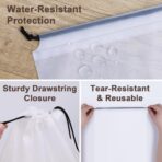 5 Pack Clear Shoe Bags for Travel, 15.7"×11.8" PEVA Drawstring, Water-Resistant, Fits up to Men’s 12–13, Reusable Storage for Shoes, Clothes & Toiletries, Keep Luggage Tidy & Odor-Free - Image 5