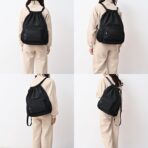 Black Drawstring Backpack for Women, Waterproof Drawstring Gym Bag for Men, Small Cinch Sack for Basketball, Pull String Sport Bag for Soccer. - Image 7