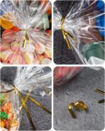 CUDICY 100pcs Cellophane Bags 10x14 Cellophane Wrap Goodie Bags Large Clear Gift Bag Party Favors Bag Clear Treat Bag with Ties Plastic Gift Wraps Packaging Wraps for Cookie Candy (No Gusset) - Image 6