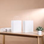 SUNCOLOR 25-Pack White Bags with Handles - Medium 8"×4.5"×10" Shopping Bags - Sturdy Kraft Paper Gift Bags for Retail, Party Favors, Merchandise, Business - Eco-Friendly Packaging - Image 5