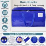 HomeHacks Moving Bags, 8-Pack Heavy Duty with Strong Zippers and Handles Collapsible Moving Supplies, Storage Totes for Packing & Moving Storing 93L-8 Pack (Blue) - Image 4