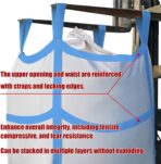 10Pcs FIBC Bulk Bag,One Ton Bag, 35.4"L x 35.4"W x 43.3"H,3300lbs SWL Safty Factor 3:1,Woven Polypropylene Bags,Four Hanging,Duffle Top Flat X-Bottom - Image 6