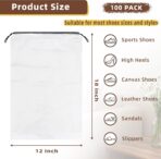 100 Pack Clear Shoe Bags for Travel, 12"x18" Large Travel Shoe Bags for Storage and Packing, Waterproof Drawstring Shoe Bag for Traveling, Bulk Travel Essentials for Men and Women - Image 3