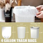 Small Trash Bags 4 Gallon - 100 Count 4 Gallon Trash Bag, Small Garbage Bags for Office Bedroom Bathroom Trash Bags, White 4 Gal Small Trash Can Liners - Image 4