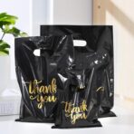 Heran 200PCS Thank You Bags with Handle Black Sale Bag for Small Business Clothes Boutique Gift, 3 Sizes Plastic Retail Grocery Shopping Bags, Reusable Goodie Bag Bulk for Store Party Favor Purchase - Image 3
