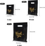 Heran 200PCS Thank You Bags with Handle Black Sale Bag for Small Business Clothes Boutique Gift, 3 Sizes Plastic Retail Grocery Shopping Bags, Reusable Goodie Bag Bulk for Store Party Favor Purchase - Image 4
