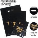 Heran 200PCS Thank You Bags with Handle Black Sale Bag for Small Business Clothes Boutique Gift, 3 Sizes Plastic Retail Grocery Shopping Bags, Reusable Goodie Bag Bulk for Store Party Favor Purchase - Image 6