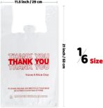 JShlpiar 1000-Pack White Plastic Thank You Shopping Bags (11.5" x 6.5" x 21") – Bulk Grocery, Takeout, T-Shirt & Retail Carry Bags - Image 3