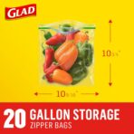 Glad Zipper Food Storage Plastic Bags, Gallon, 20 Count (Packaging May Vary) - Image 6