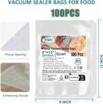 Vacuum Sealer Bags 100 Quart 8"×12" Precut Bags for Food Saver, Commercial Grade, BPA Free, Heavy Duty Food Sealing Bags for Storage, Meal Prep, Sous Vide - Image 4