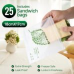 Compostable Sandwich Size Food Storage Bags Freezer and Leak Proof, (25 Eco Zip) Seal well for Sandwich or Fruit Plant-Based BPA-free (25) - Image 3
