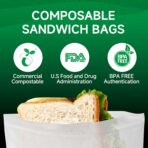 Compostable Sandwich Size Food Storage Bags Freezer and Leak Proof, (25 Eco Zip) Seal well for Sandwich or Fruit Plant-Based BPA-free (25) - Image 5