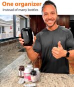 Travel Pill Organizer - Airtight Medicine Case for Traveling Portable Pharmacy Box with Labels Vitamin Container 8 Compartment Supplement Medication Holder Large Capacity Daily (Black) - Image 3