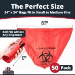 No Leak, Hospital Grade Biohazard Waste Bags 50 Pk. 10 Gallon, 24" Red Trash Liner With Hazard Symbol For Infectious Waste Disposal - Image 6