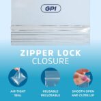 GPI - 9" x 12" Reclosable Zip Bags, 6 Mil Extra Heavy-Duty - Pack of 50, Clear Plastic Zipper Lock Bags, Resealable Poly Baggies For Clothing, Tools, Sharp Objects, Packaging & Storage. - Image 4