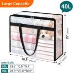 6 Pack Clear Storage Bags for Comforter, Clothes & Bedding, Plastic Blanket Storage with Zipper and Handle, Moving Bags, Closet Organizer and Under-Bed Storage (40L) - Image 3